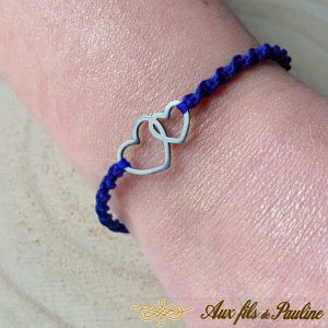 Bracelet Coeur en acier inoxydable bleu foncé